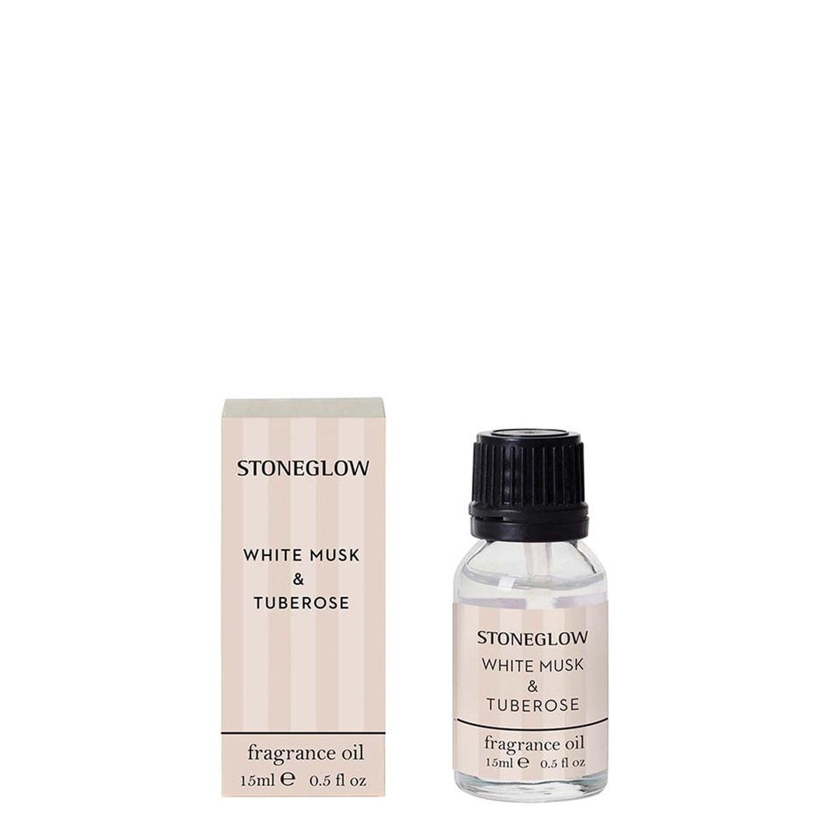 Fragrance Oil: Refill 15ml Bottle Mist Diffuser Pink White Striped Modern Classics - White Musk & Tuberose - Stoneglow