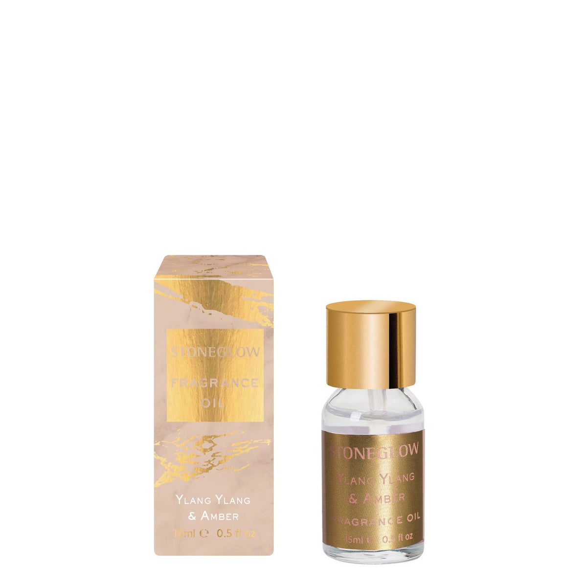 Fragrance Oil: Refill 15ml Bottle Mist Diffuser Pink Rose Gold Marble Effect Luna- Ylang Ylang & Amber - Stoneglow