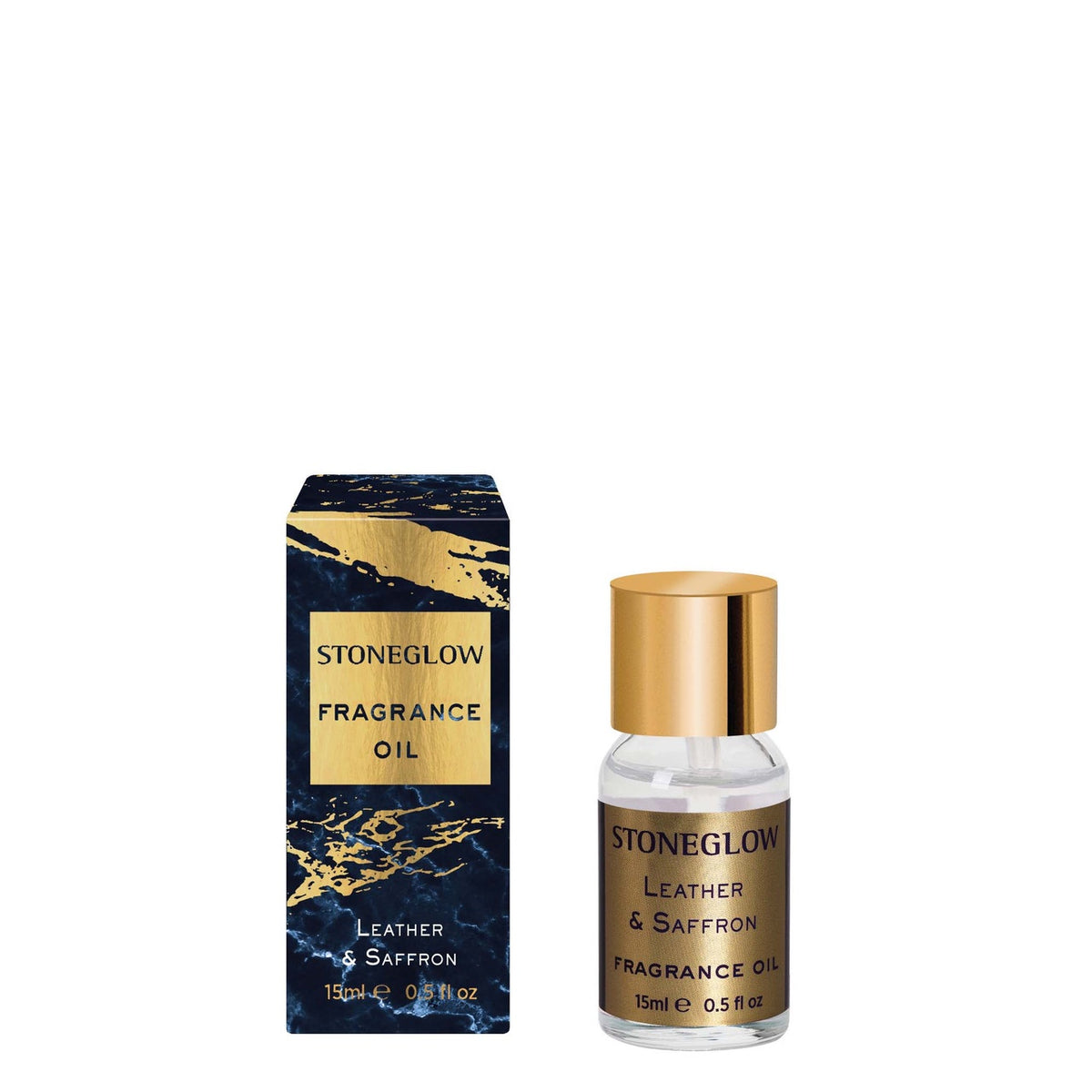 Fragrance Oil: Refill 15ml Bottle Mist Diffuser Navy Marble Effect Luna- Leather & Saffron - Stoneglow