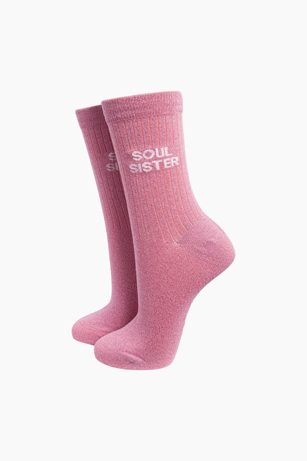 Ladies Socks: Combed Cotton Glitter Soul Sister - Light Pink - Sock Talk