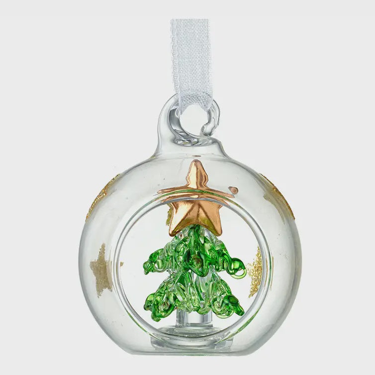 Christmas Tree Decoration: Glass  Bauble Open Xmas Tree - Green -  Heaven Sends