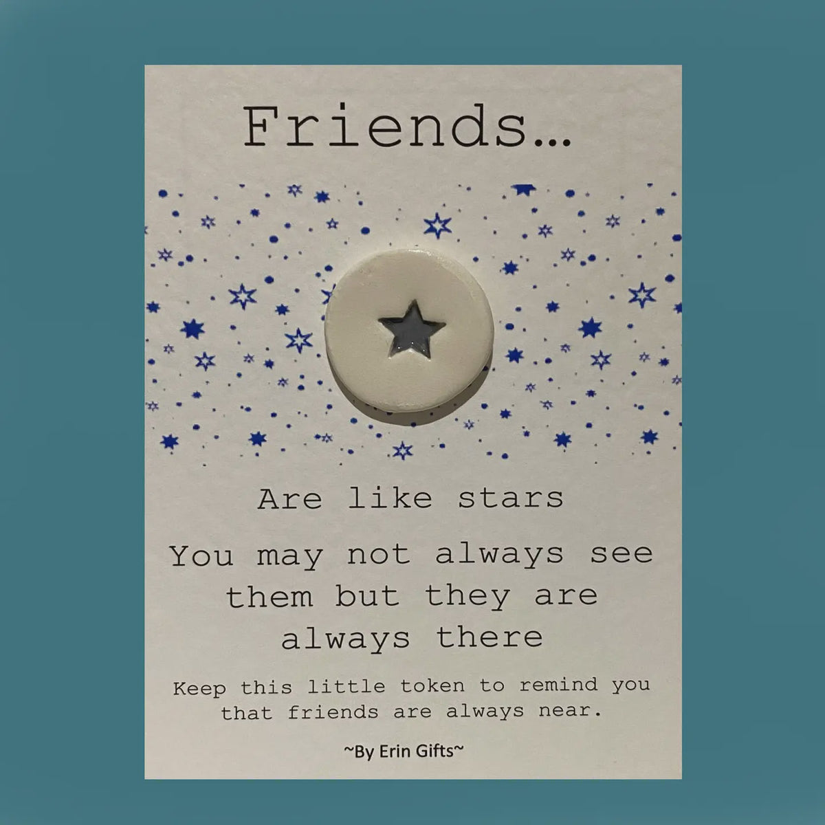 Token: Ceramic Pocket Wish Token - Friends Are Like Stars - White - By Erin Cards & Gifts