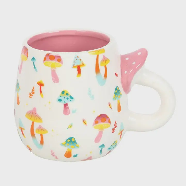 Autumnal Mug: Ceramic Mushroom Handle  - Multicolour - Something Different