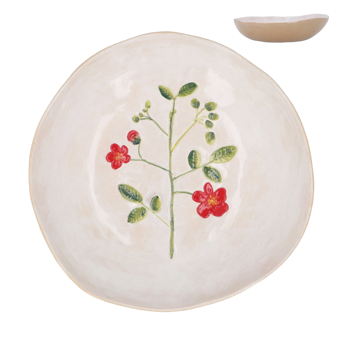 Pasta Bowl: Meadow Red Flower - White - Gisela Graham