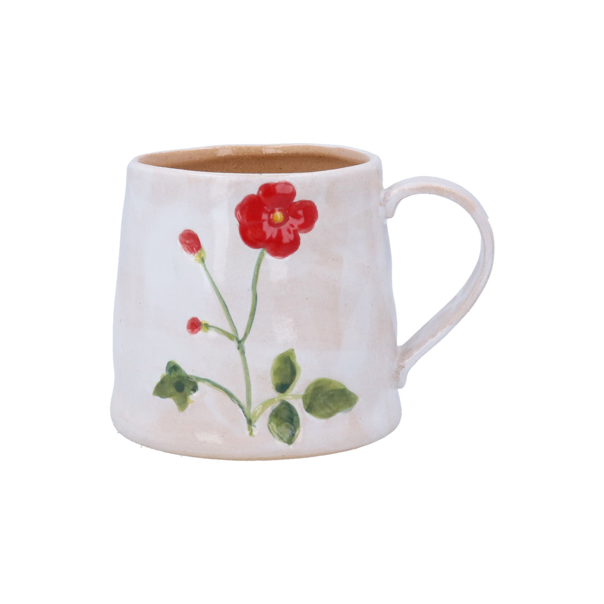 Mug: Ceramic Meadow Red Flower - White - Gisela Graham