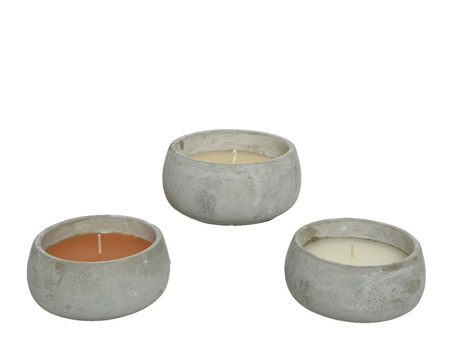 Candle: Cement Outdoor Citronella Round Shallow 13cm - Assorted Colours