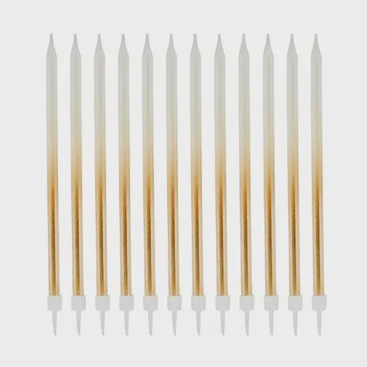 Birthday Candle: Wax Tall Ombre Skinny Cake Topper - White - Hootyballo