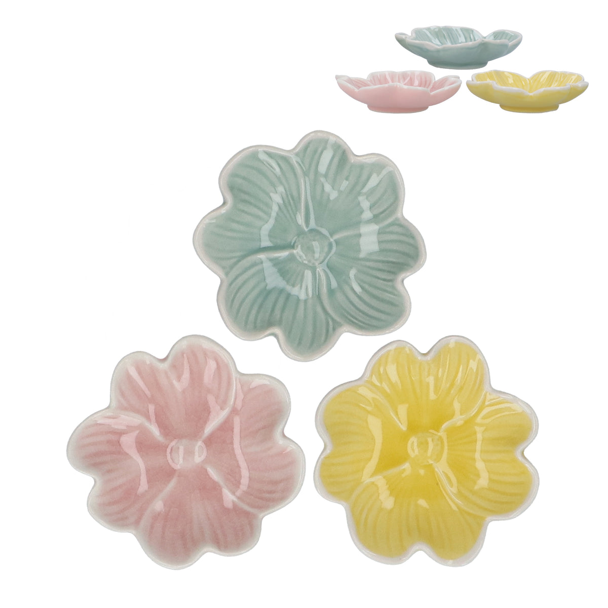 Trinket Dish: Porcelain Mini Flower - Pastels - Gisela Graham