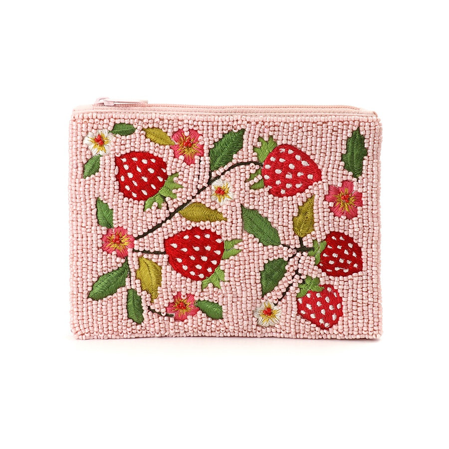 Purse: Beaded Strawberry  - Pink - POM