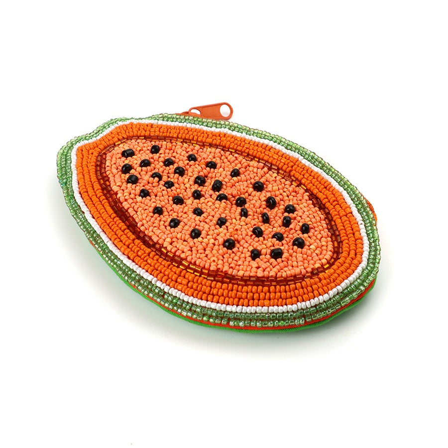 Purse: Beaded Papaya  - Orange - POM