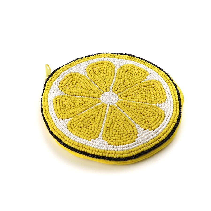 Purse: Beaded Lemon - Yellow - POM