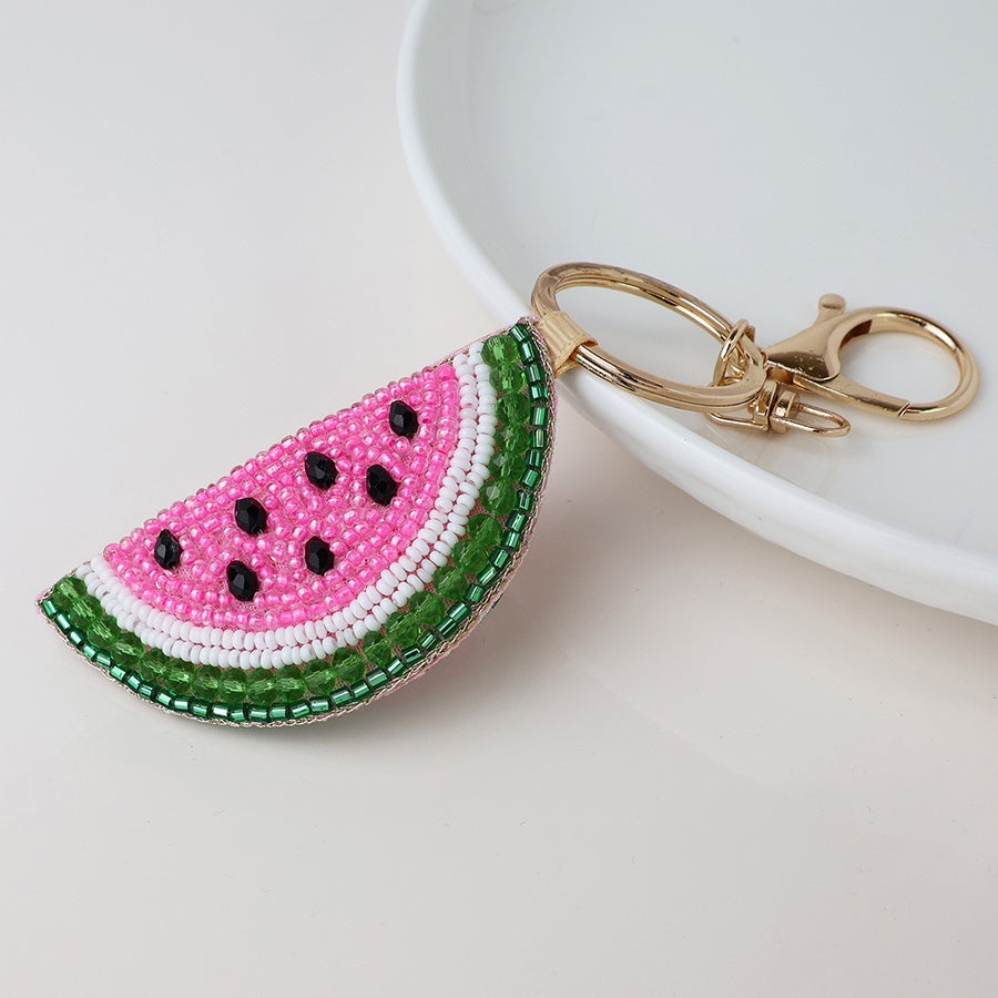 Keyring: Beaded Watermelon - Green - POM