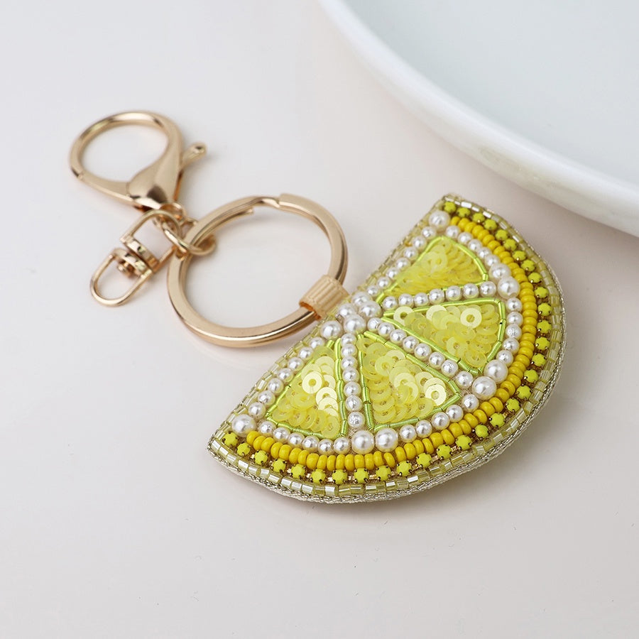 Keyring: Beaded Lemon - Yellow - POM