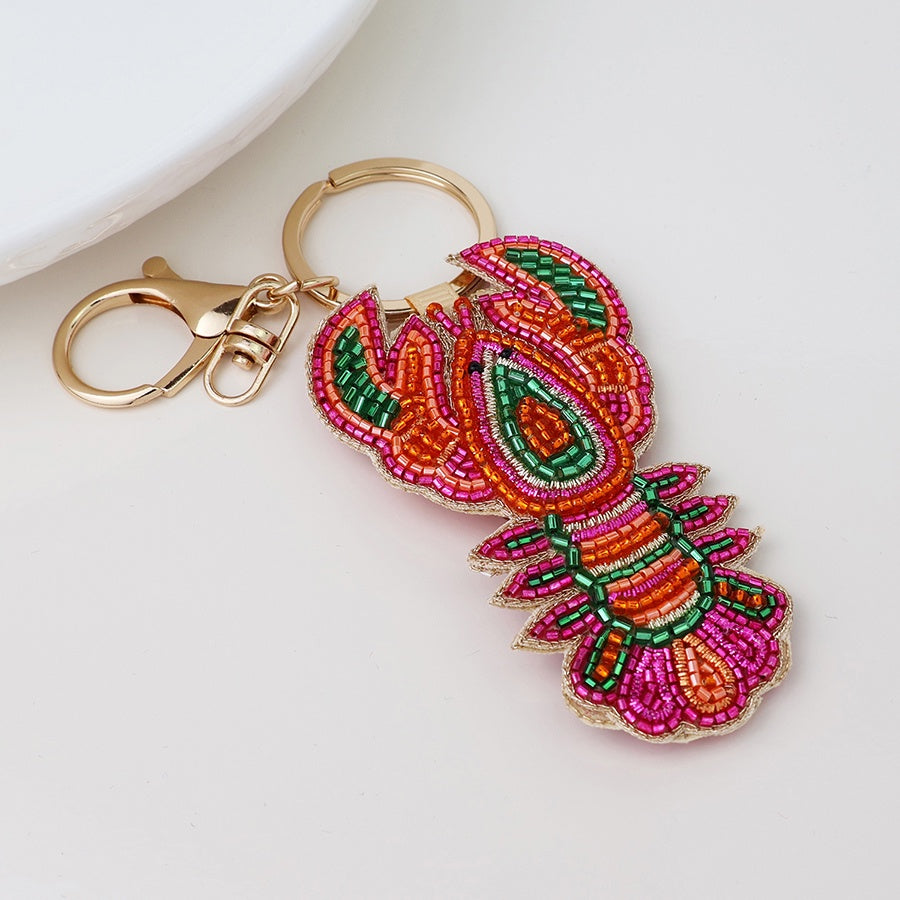 Keyring: Beaded Lobster - Red - POM