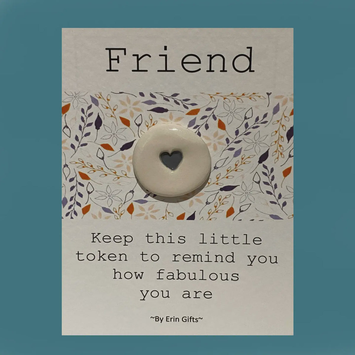 Token: Ceramic Pocket Wish Token - Friend - White - By Erin Cards & Gifts
