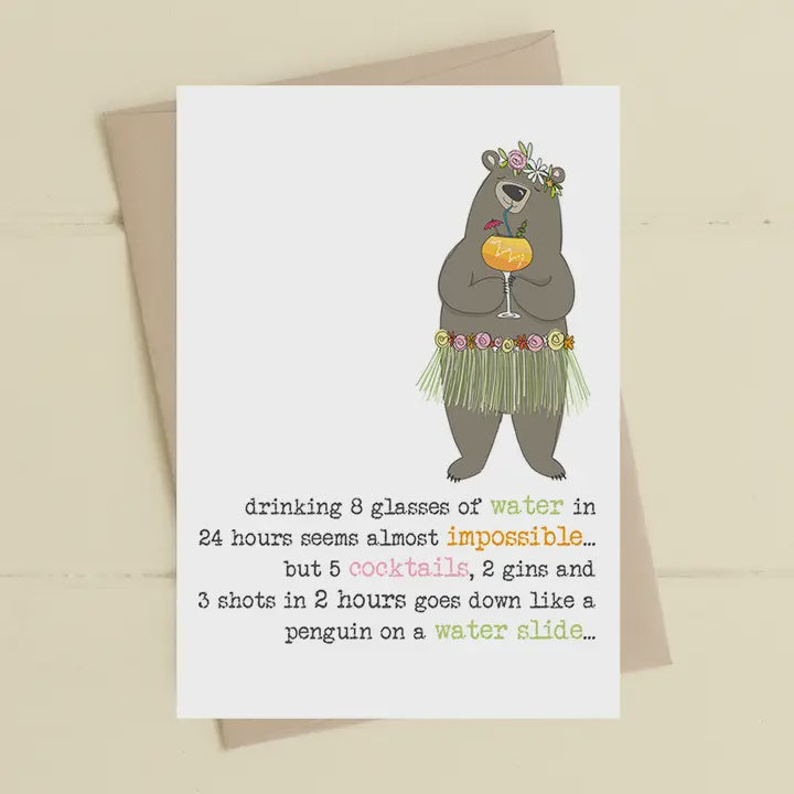 Card: 8 glasses of water  - Dandelion Stationery