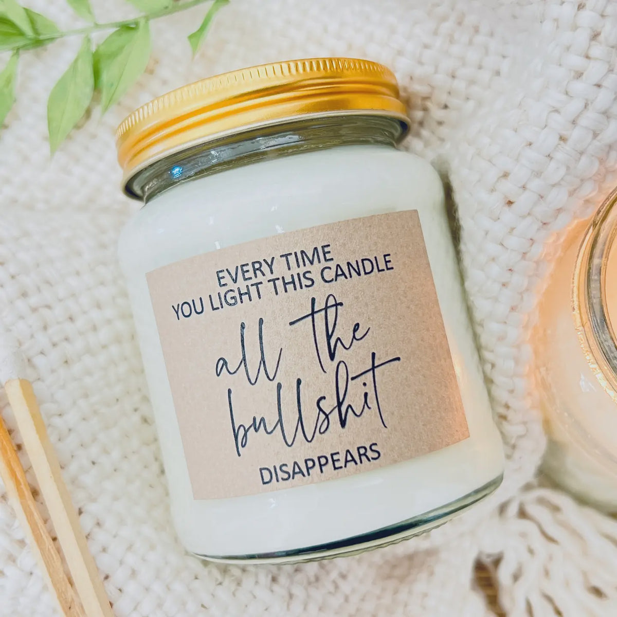 Candle: Scented Coconut Milk & Sea Salt All The Bullshit Disappears - White - Lollyrocket Candles