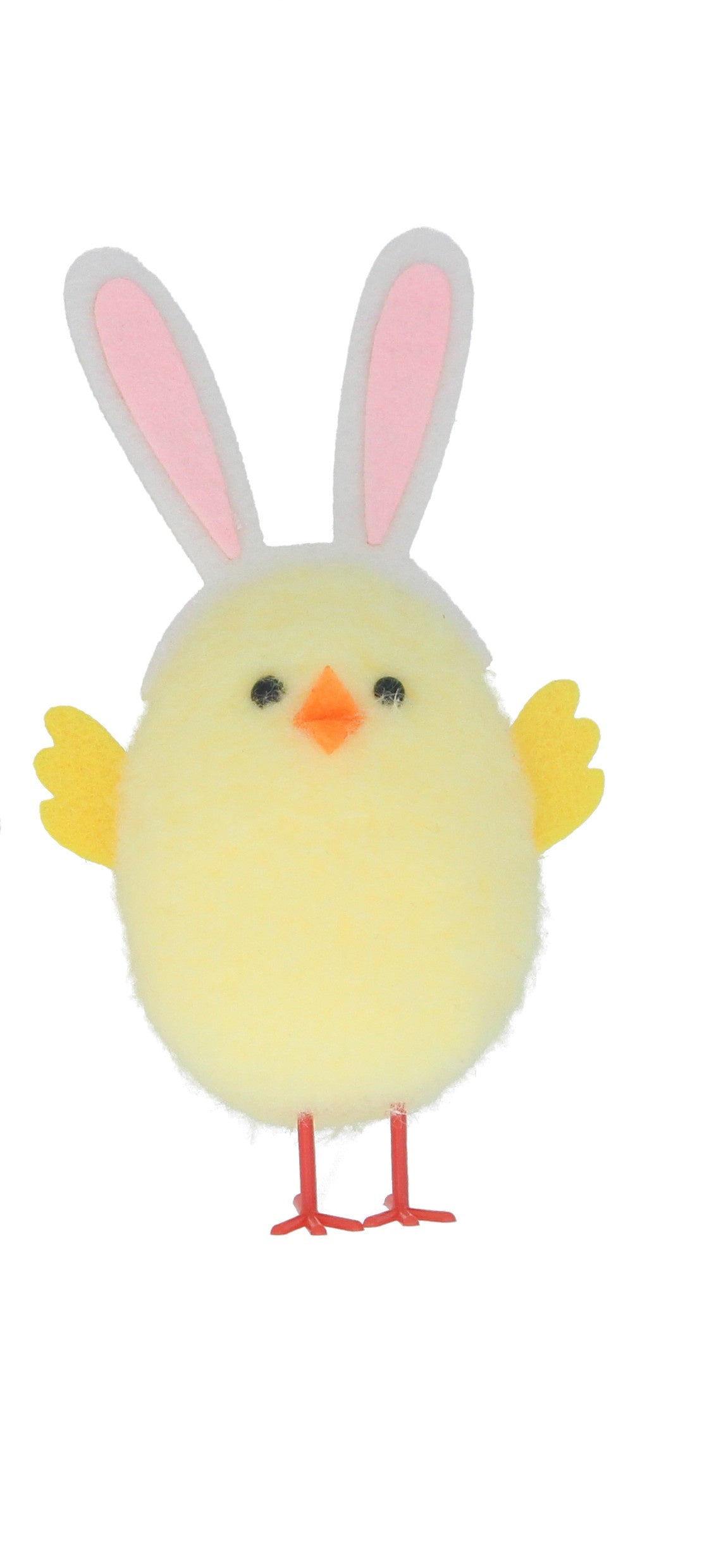 Easter Hanging Dec: Fabric Chenille Chick w Bunny Ears - Yellow - Gisela Graham