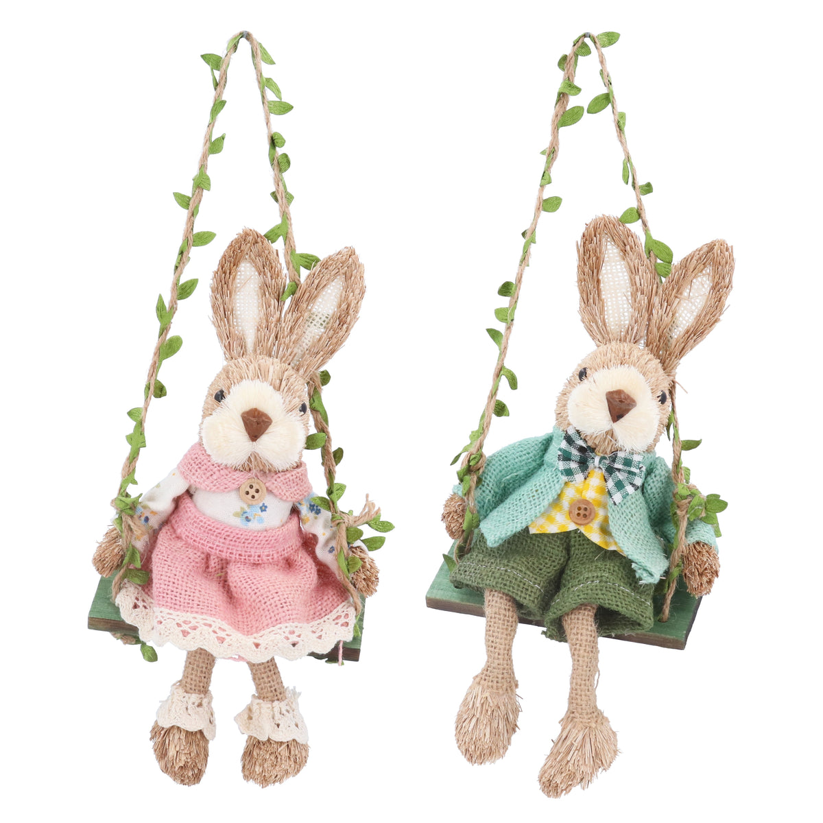 Easter Hanging Dec: Bristle Bunny On Swing - Gisela Graham