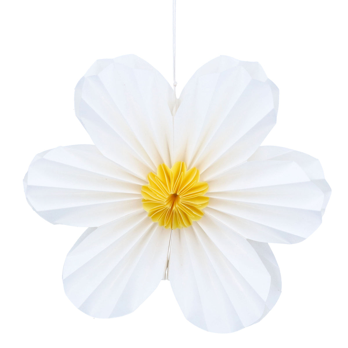 Easter Large Hanging Dec: Paper Large Six Petal Flower - White - Gisela Graham
