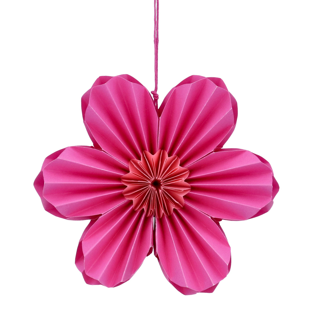 Easter Large Hanging Dec: Paper Medium Six Petal Flower - Hot Pink - Gisela Graham
