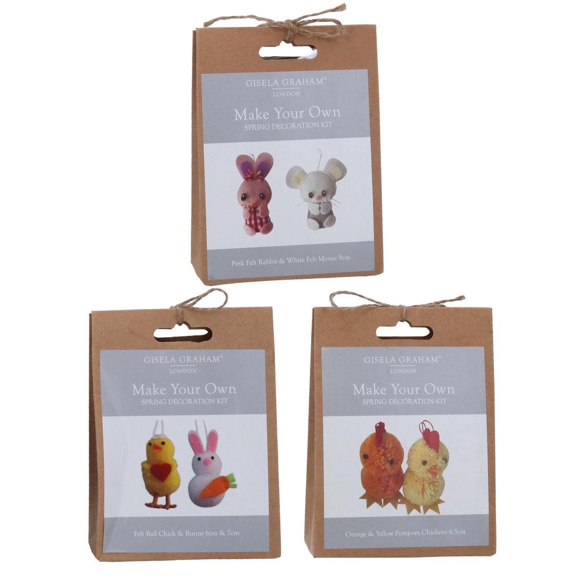 Easter Gift: Make Your Own Dec Kit Pack 2- Kraft Gift Bag  Chicks Rabbits - Gisela Graham - Gisela Graham
