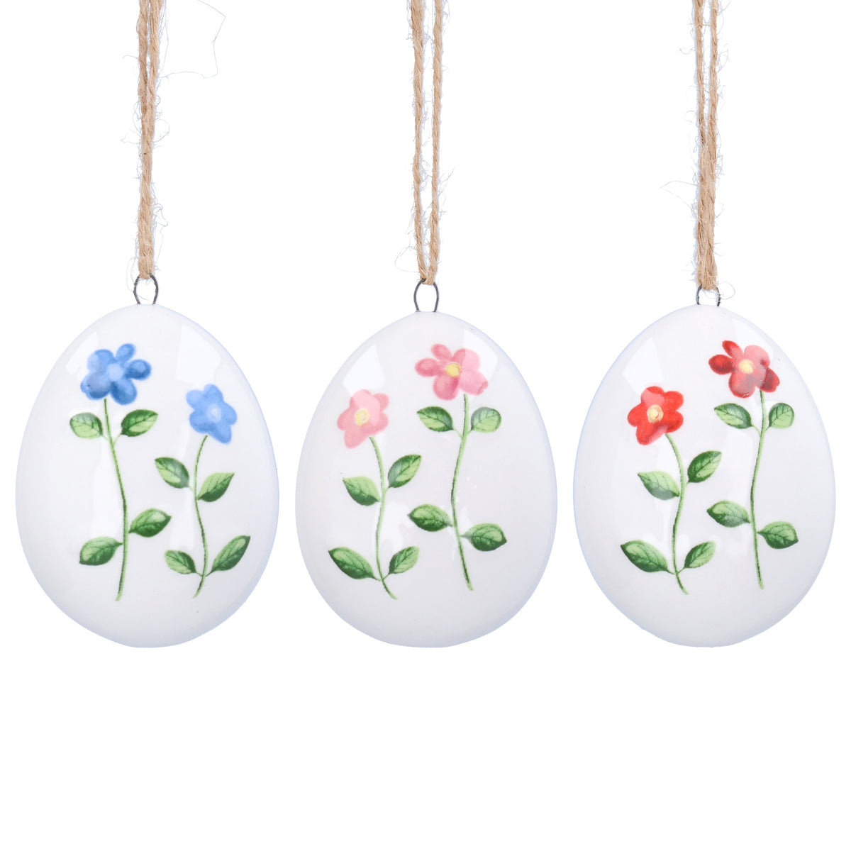 Easter Hanging Dec: Ceramic Egg Meadow Flowers - Pastel - Gisela Graham