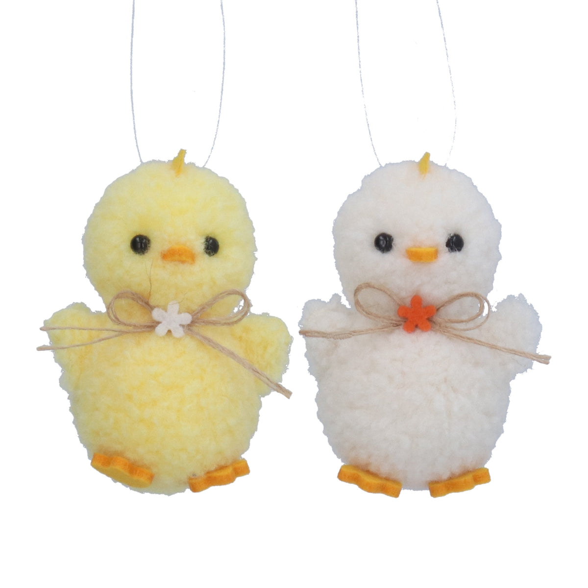 Easter Hanging Dec: Fabric Fluffy Chick - White & Yellow - Gisela Graham