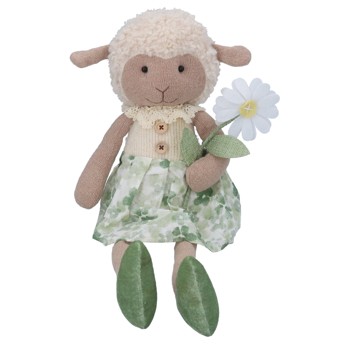 Easter Shelf Sitter: Fabric Lamb With Flower- Gisela Graham