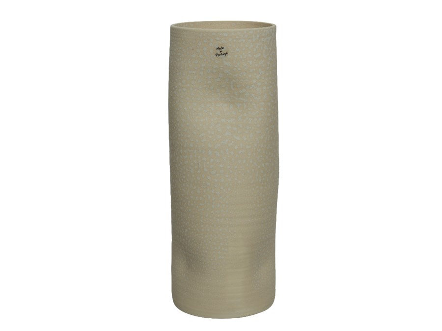Vase: Ceramic Abstract Cylinder Handmade - Sand Beige