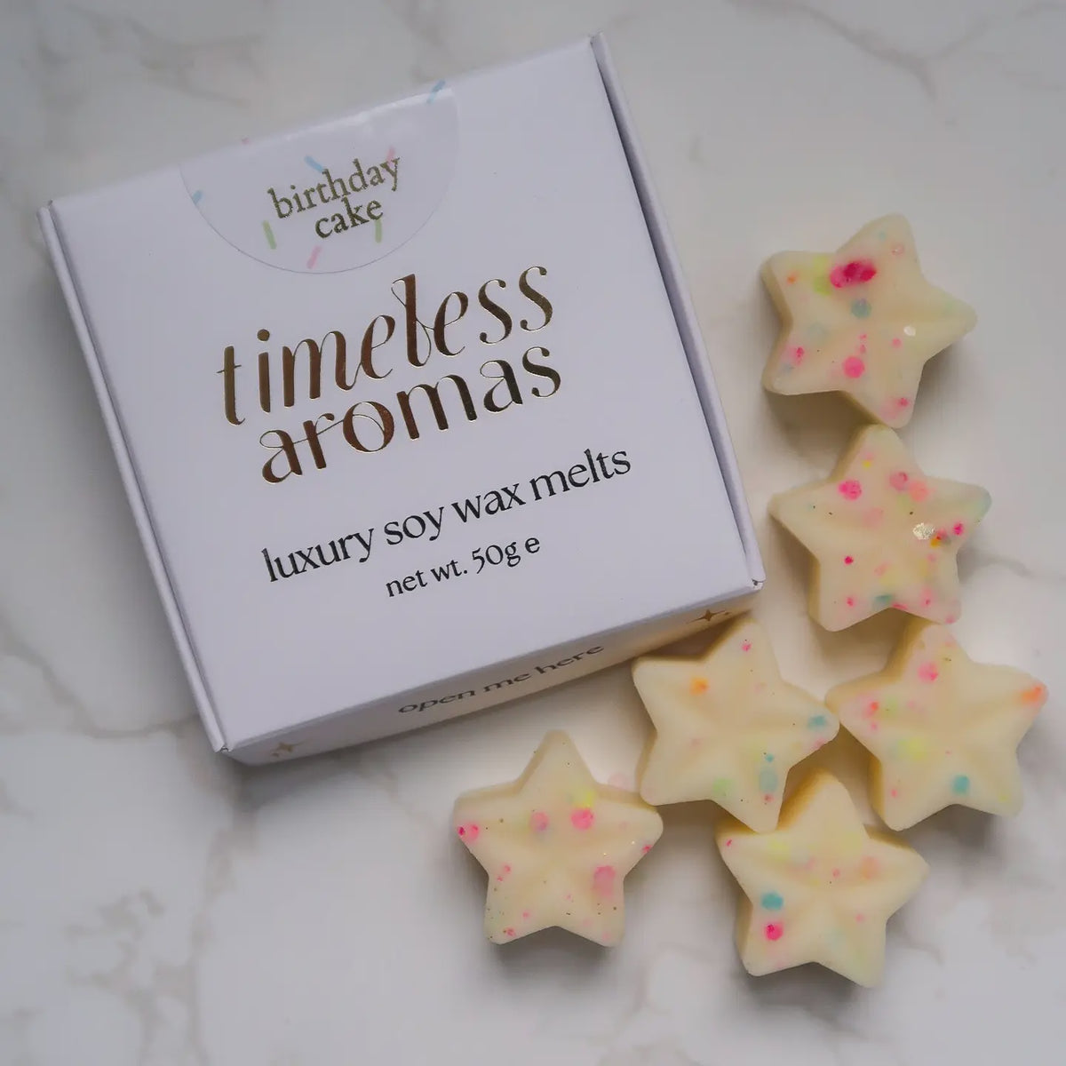 Wax Melts: Box 6 - 50g - Scented Birthday Cake - Soy Wax - Timeless Aromas