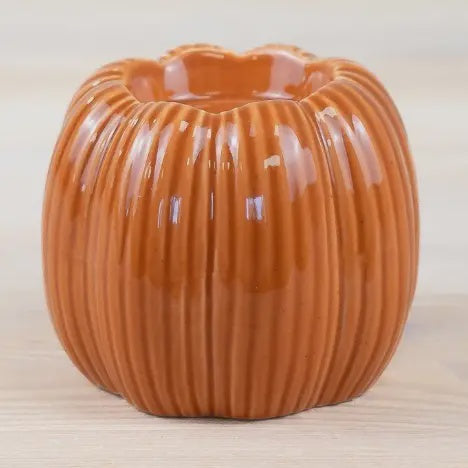 Candle Holder: Ceramic Pumpkin Shaped T-Light Holder 8.8 cm - Orange - Gainsbourough Giftware