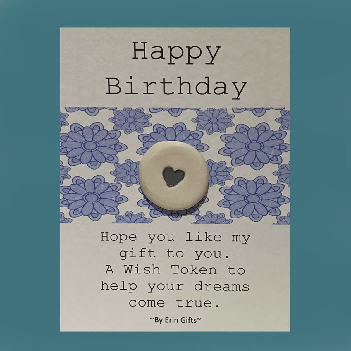 Token: Ceramic Pocket Wish Token - Happy Birthday - White - By Erin Cards & Gifts