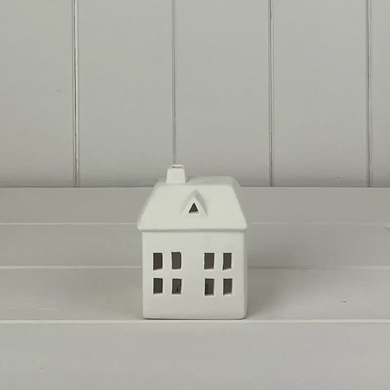 Christmas Ornament : Ceramic House LED - White - Satchville Gifts Co