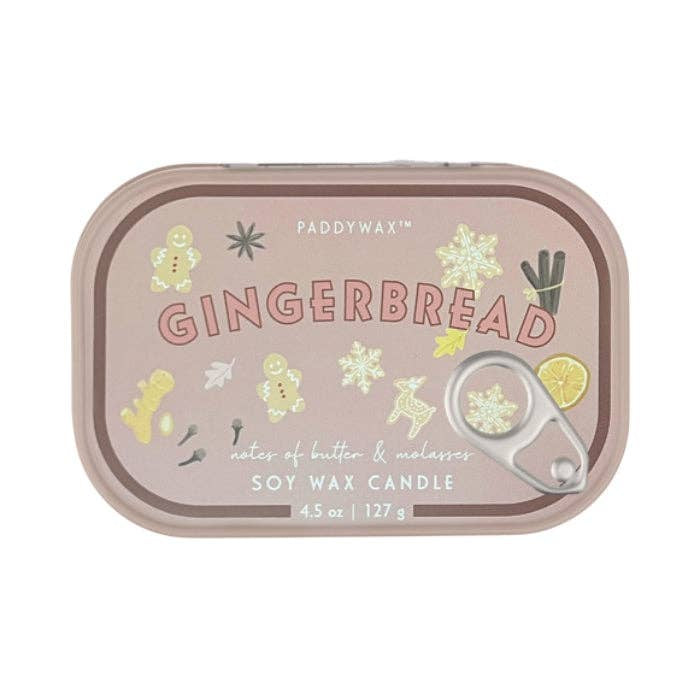Christmas Candle: Scented Tin 4.5oz/127g Gingerbread  - Gingerbread - Paddywax
