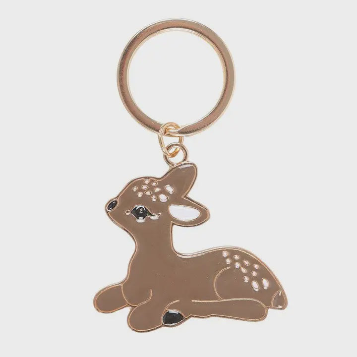 Keyring: Enamel and Stainless Steel  Fawn -Brown - Something Different
