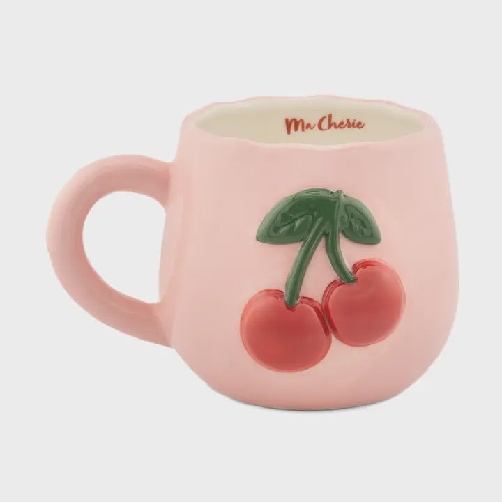Mug: Ceramic Handpainted Cherry  - Sass & Belle