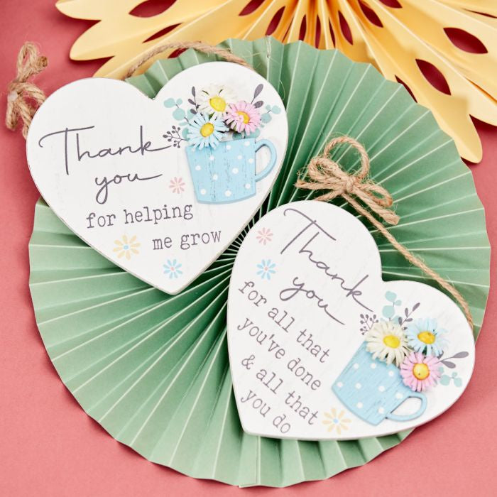 Hanging Decoration: Wooden Heart Thank You Messages - Various - Langs