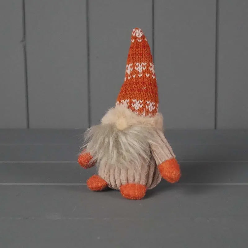 Autumn Ornament: Fabric Gonk Patterned Hat - Orange - Satchville Gift Co