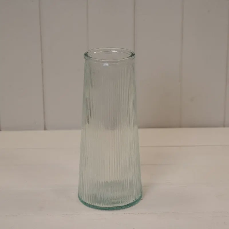 Vase: Tall Ribbed - Clear - Satchville