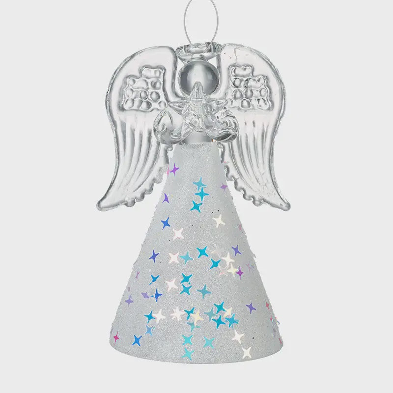 Christmas Tree Decoration: Glass Angel Star Skirt - Clear- Heaven Sends