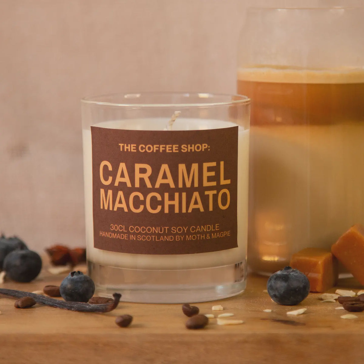 Candle: Scented Glass Jar - Caramel Macchiato - Moth & Magpie