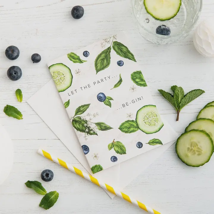 Birthday Card: Botanical Let The Party Be Gin - Catherine Lewis Design