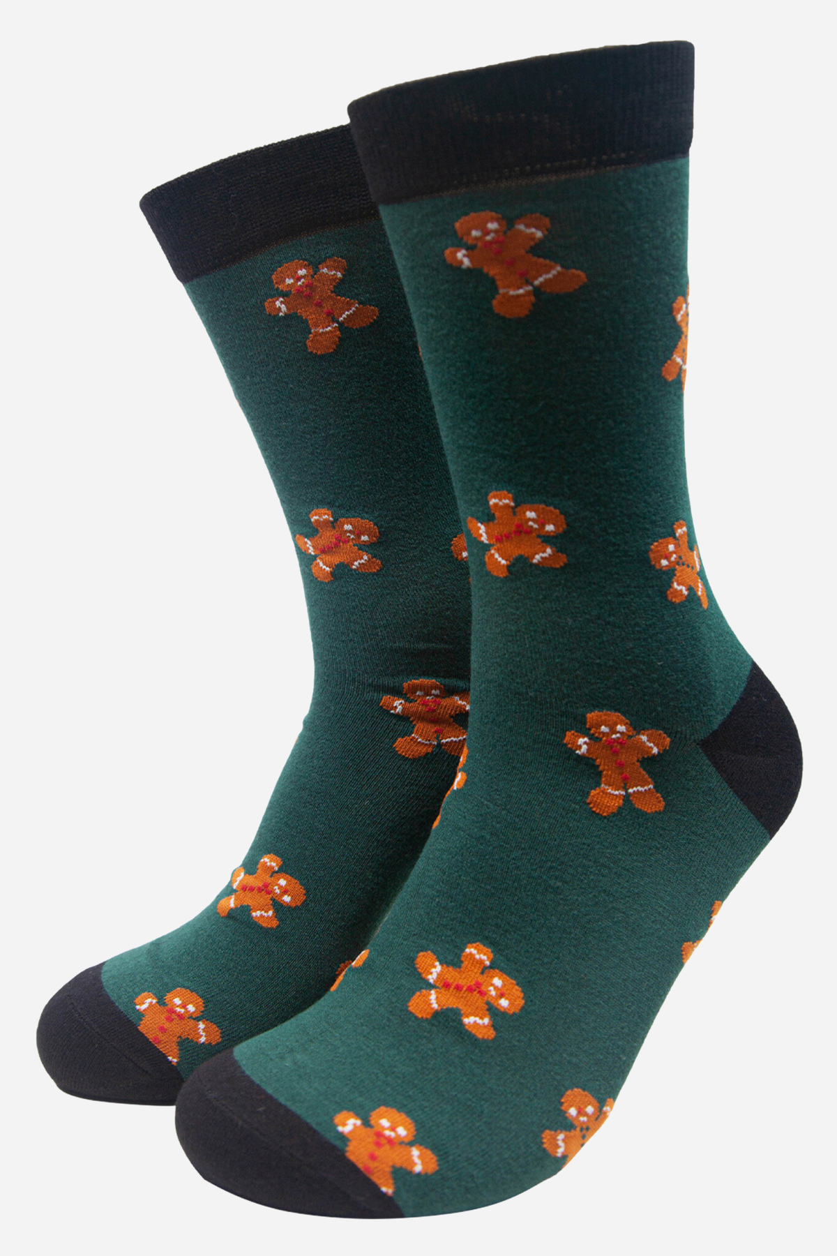 Men's Socks: Bamboo Gingerbread -  Green - Sock Talk