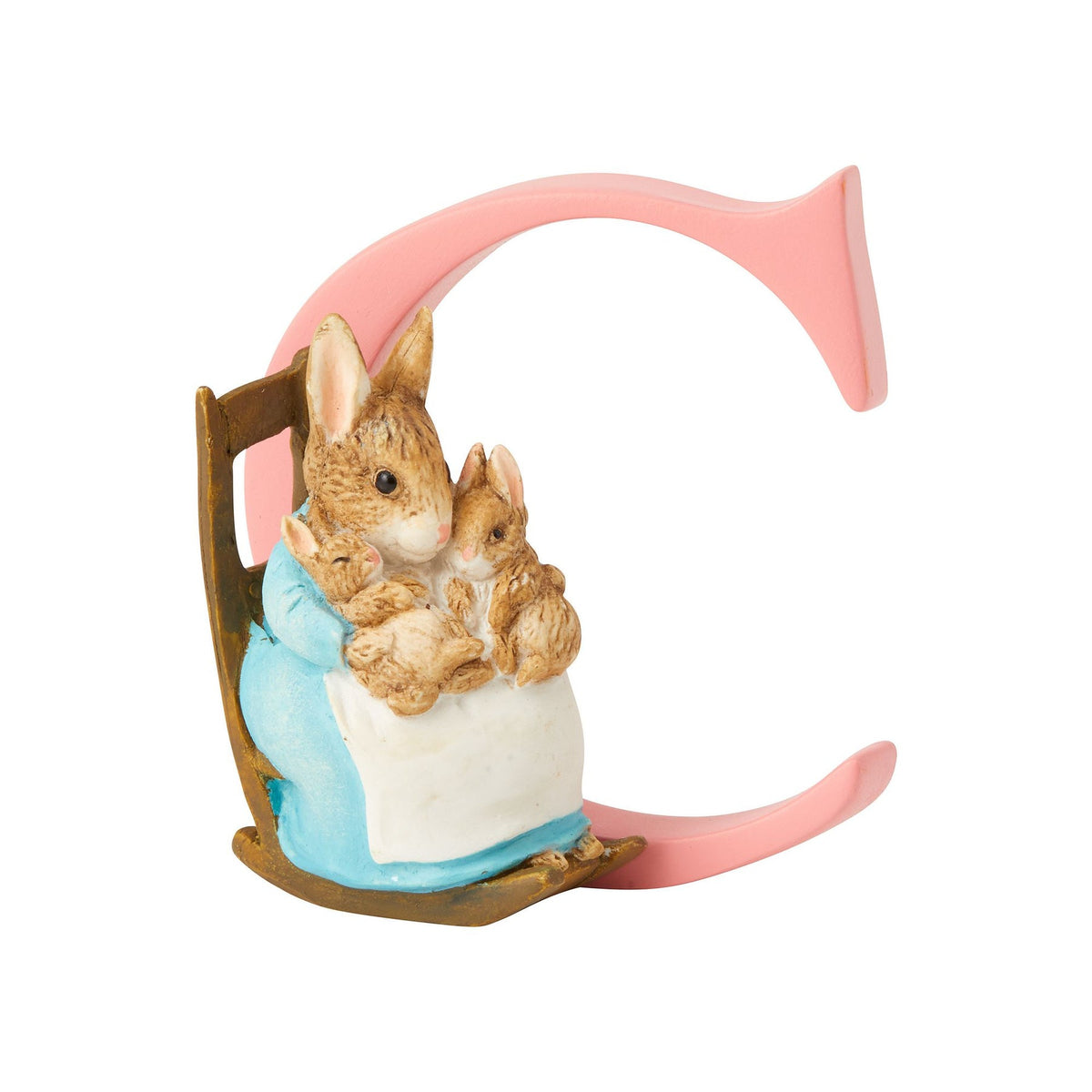 Letter Ornament: Handpainted Cast Stone  C   MRS RABBIT   BUNNIES - Peter Rabbit