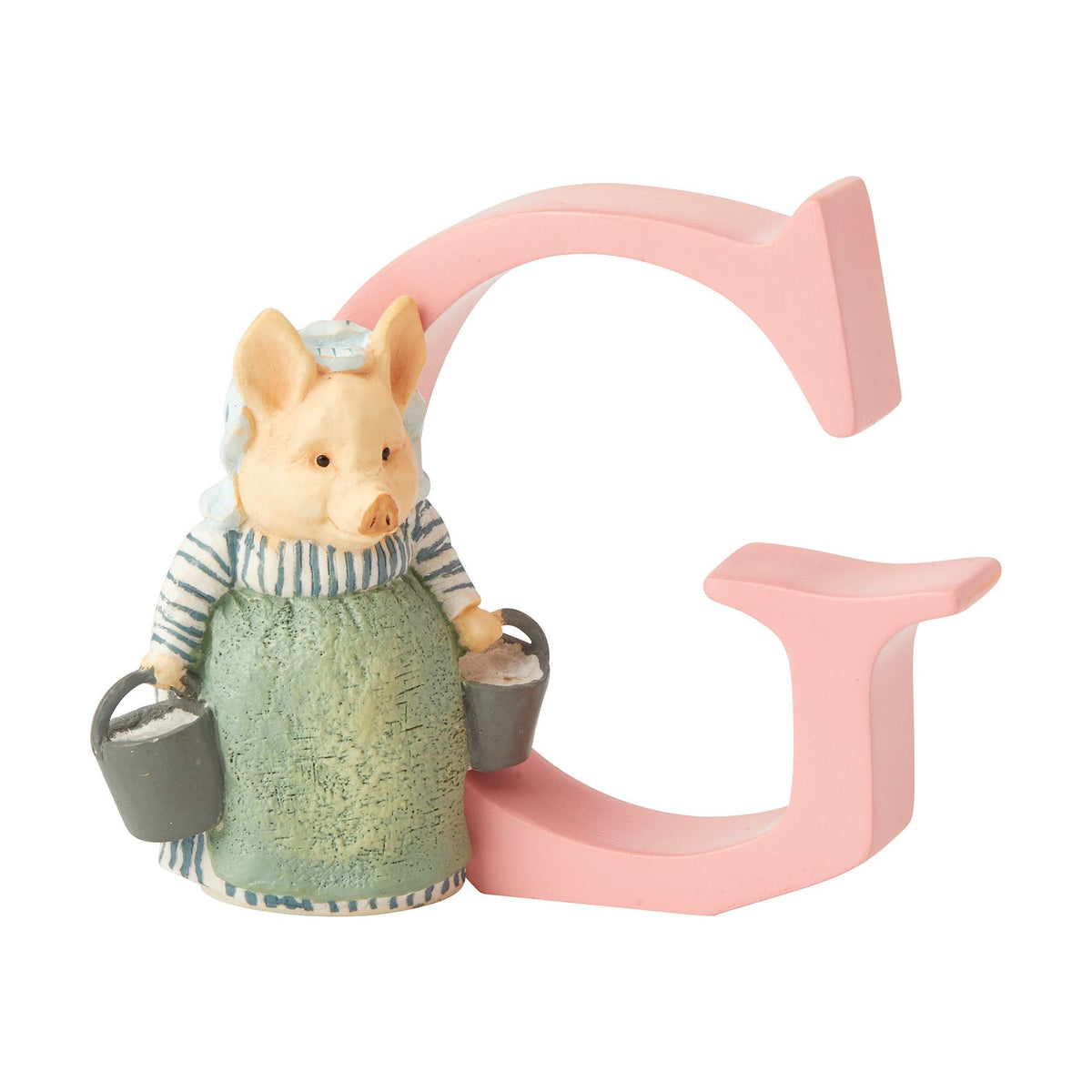Letter Ornament: Handpainted Cast Stone  G   AUNT PETITOES - Peter Rabbit