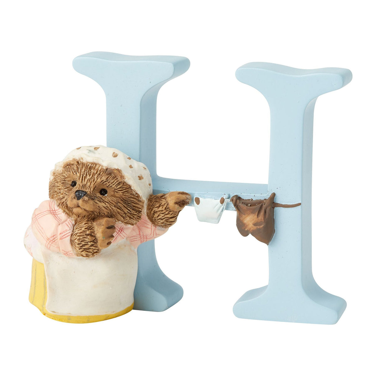 Letter Ornament: Handpainted Cast Stone  H   MRS TIGGY WINKLE - Peter Rabbit