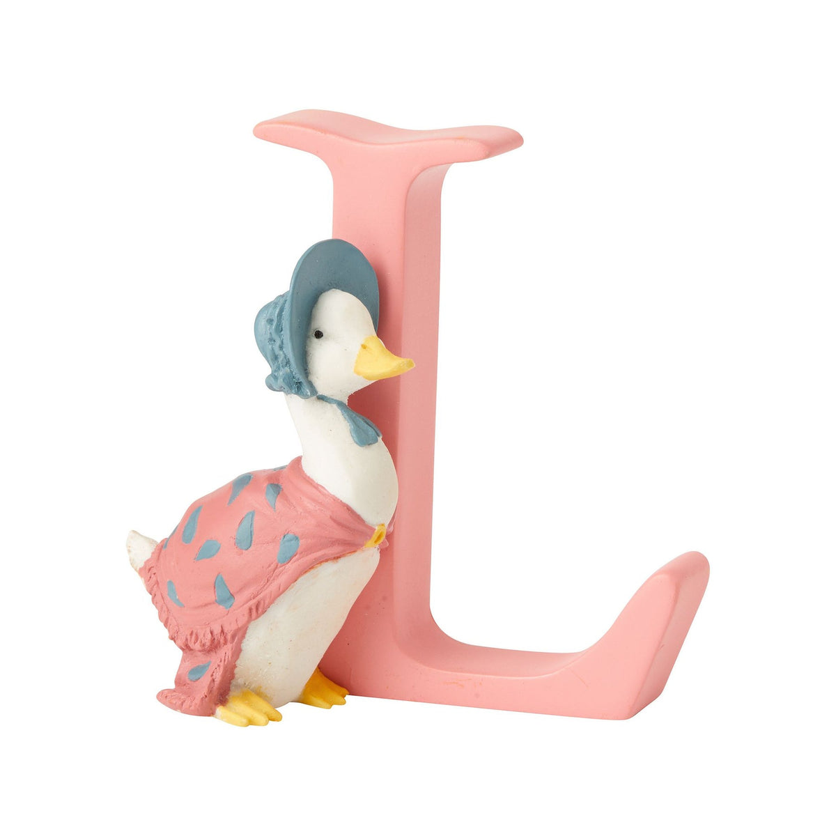 Letter Ornament: Handpainted Cast Stone  L   JEMIMA PUDDLE DUCK - Peter Rabbit