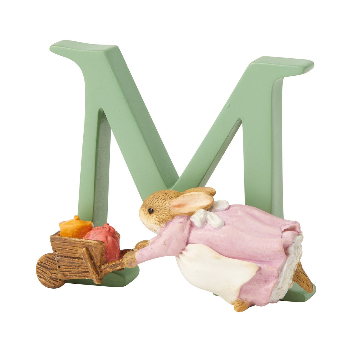 Letter Ornament: Handpainted Cast Stone  M   CECILY PARSLEY - Peter Rabbit