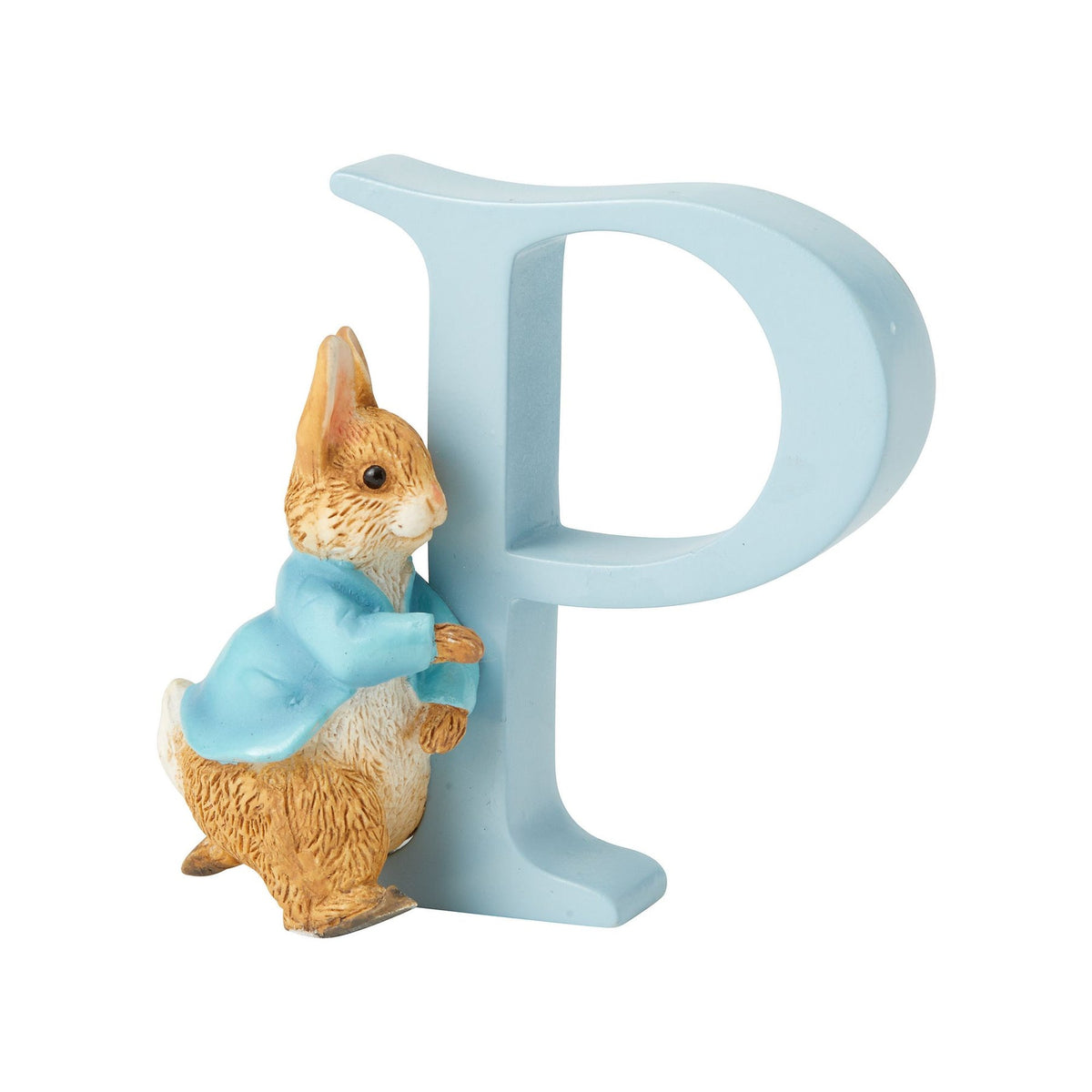 Letter Ornament: Handpainted Cast Stone  P   RUNNING PETER RABBIT - Peter Rabbit